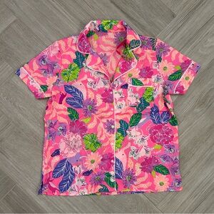 Lilly Pulitzer Pajama Top Small Pink Isle Best of Friends NEW